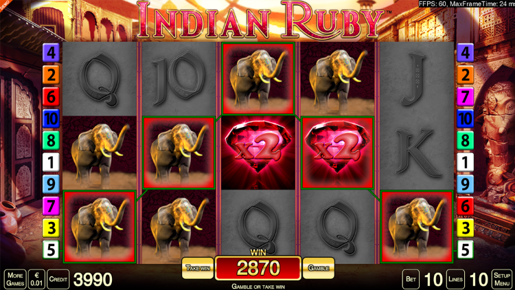 Indian Ruby bonus game respins